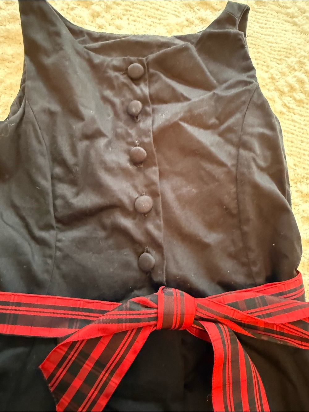 Polo by Ralph Lauren Black A-Line Dress with Red Plaid Waistband - Picture 4 of 5